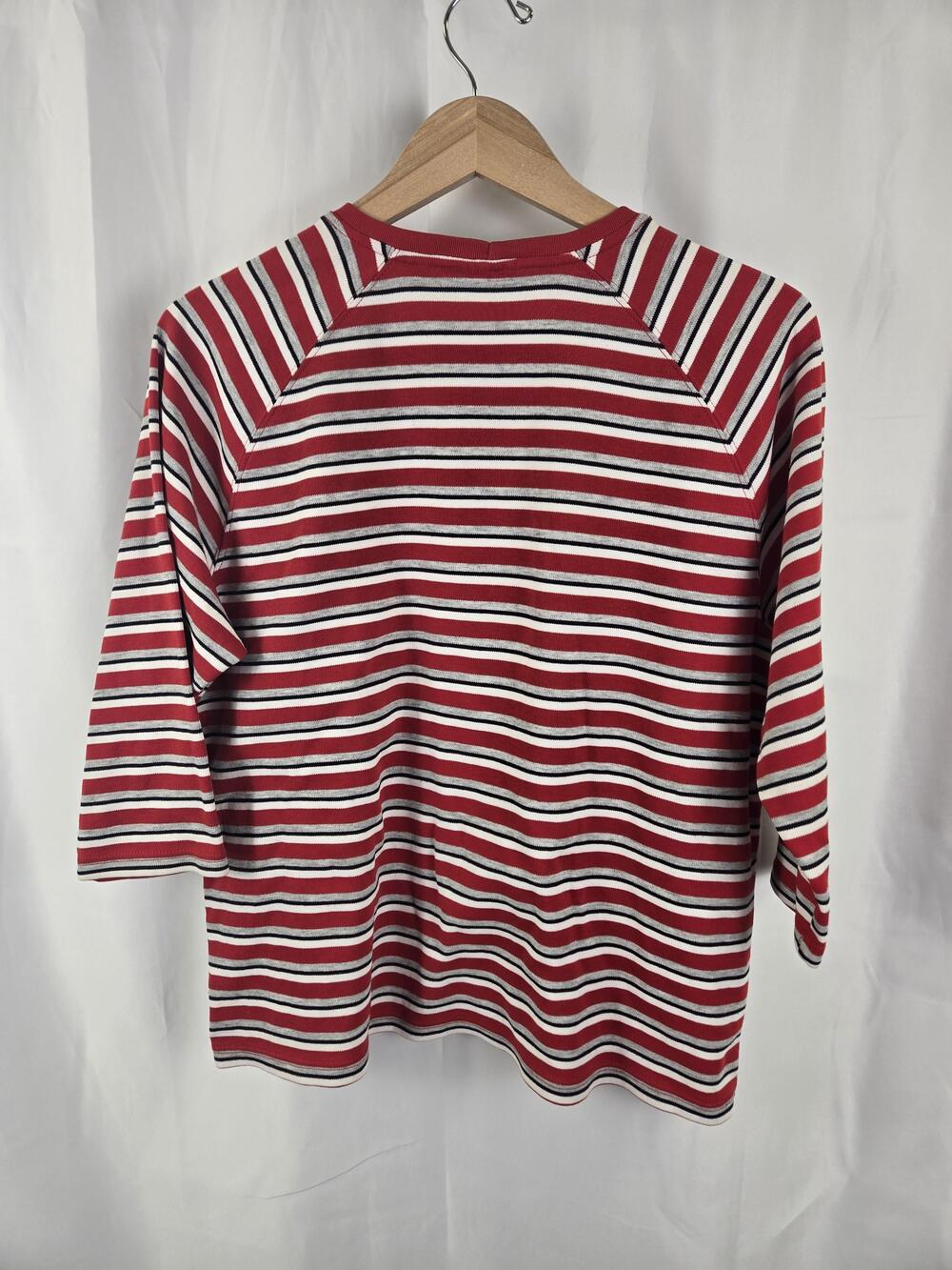 Karen Scott Sport Shirt Womens XL Red Striped 3/4 Raglan Sleeve Tee Top Casual - Picture 5 of 10